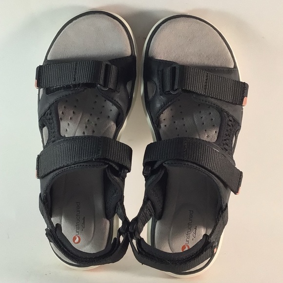 Clarks unstructured Women's strap sandals black gray size 6.5 M - Picture 2 of 8